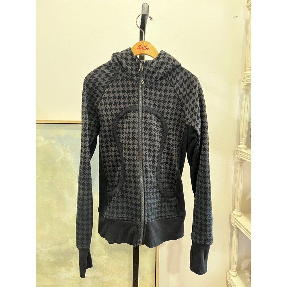 lululemon athletica Black and Charcoal Houndstooth Zip Hoodie